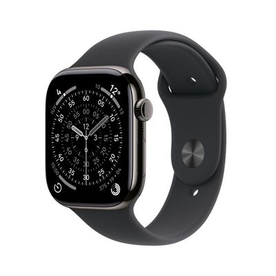 Apple watch series 11 gps + cellular 42mm slate titanium case with black sport band - m/l