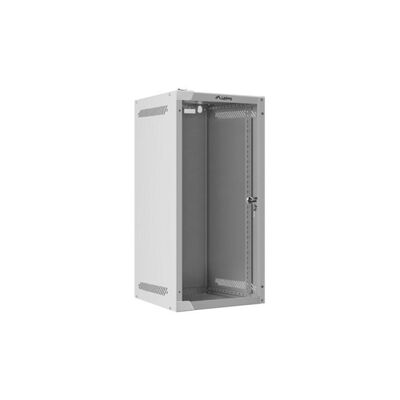 Dulap rack 10" perete 12u / 280x310 pentru auto-asamblare, cu ușă din sticlă, gri  (flat pack)