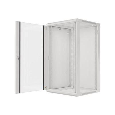 Dulap rack 19" perete 22u / 600x600 (flat pack) cu ușă din sticlă, gri  v2