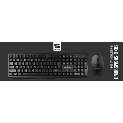 Kit serioux cu fir, tastatura: interfata usb, 104 taste, material abs, us layout, lungime cablu 1.5m pvc,  dimensiuni 440*159*25mm, negru, mouse: interfata usb, 6 butoane, polling rate 125 hz, rezolutie dpi 800-1200-1600dpi, lungime cablu 1.5m pvc, dimens