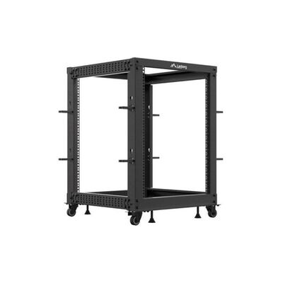 Rack deschis 19" 15u, 600x600–1100 reglabil, negru