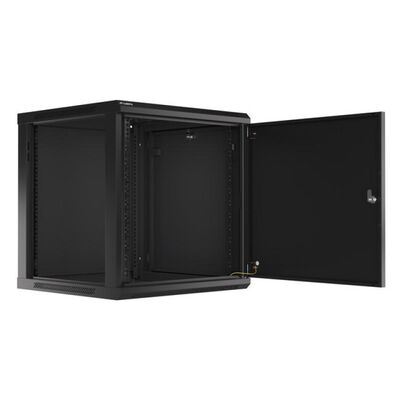 Dulap rack 19" perete 12u / 600x600 pentru auto-asamblare, ușă metalică, negru  (flat pack)