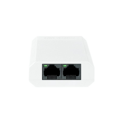 Repetor poe hikvision ds-3e0503dp-e/r: 1 × gigabit poe in port si 2 × gigabit poe out port, buget poe 30w, dimensiuni: 88.0 mm × 22.0 mm × 58.0 mm, greutate: 0.058 kg, montare pe birou.