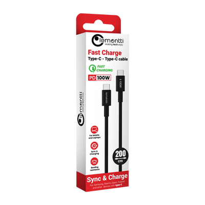 Cablu lemontti fast charge type-c la type-c, pd, 100w, lungime 2m, negru