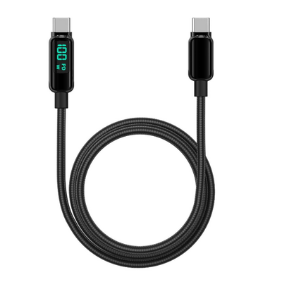 Cablu lemontti screen digital display type-c la type-c, fast charge, 100w, lungime 2m, negru