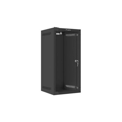 Dulap rack 10" perete 12u / 280x310 (flat pack) cu ușă din sticlă, negru
