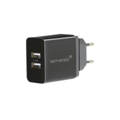Lemontti incarcator retea 2.4a 2 porturi usb-a negru