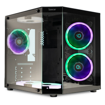 Carcasa spacer aquarium, matx, argb fan