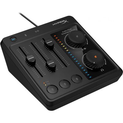 Hyperx audio mixer pentru microfoane xlr si jack 3,5mm, phantom power 48v, butoane mute, indicatoare led