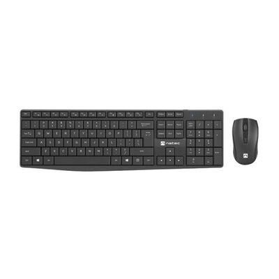 Natec squid. keyboard form factor: full-size (100%), connectivity technology: wireless, device interface: usb, keyboard key switch: membrane, keyboard layout: qwerty, keyboard number of keys: 105, recommended usage: home/office. product colour: black. mou