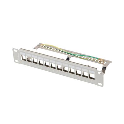Patch panel gol 12 porturi 1u 10" ftp pentru module keystone, gri  v2