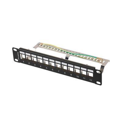 Patch panel gol 12 porturi 1u 10" ftp pentru module keystone, negru  v2