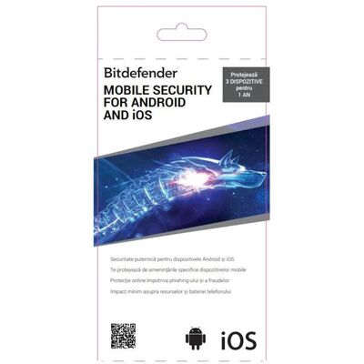 Bitdefender android & iosmobile security, 1 an, 5 dispozitive,licentaretail