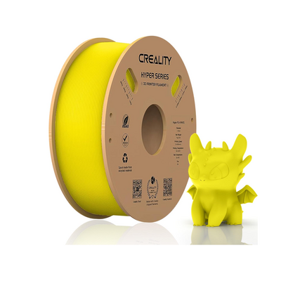 Creality hyper pla 3d printer filament, yellow, temperatura printare: 200-220 grade celsius, diametru filament: 1.75mm, tensile strength: 52.99mpa, bending strenght:92.38mpa dimensiuni rola filament: diametru 200mm, inaltime 70mm, gaura centrala 56mm, vit