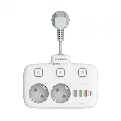 Prelungitor tip priza cu  protectie serioux quick charge 3.0, parametri nominali: 2500w-10a(max) 250v, intrare: ac100-250v 10a 50/60hz , ieșire pd: 5v=3a 9v=2.22a 12v=1.67a 20w (max), ieșire qc: 5v-3a 9v=2a 12v=1.5a 18w (max) , ieșire auto-id: 5v-2.4a 12w