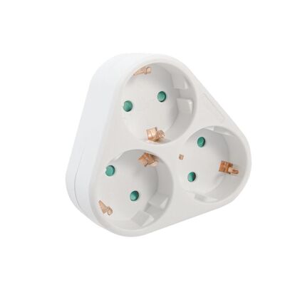 Triplu stecher spacer, schuko, max 3500w, 16a, protectie copii, 3 prize schuko, 1 stecher schuko