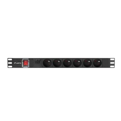 Unitate distributie alimentare pdu 19", 1u, 16a, 6 prize , negru