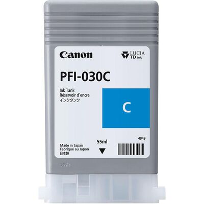 Cartus cerneala canon pfi-030c, cyan, capacitate 55ml, pentru canon imageprograf ta-20, imageprograf ta-30.
