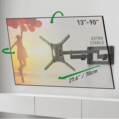 suport tv de perete, barkan bm464l, fix, 13"- 75", vesa 600 x 400 mm, suporta pana la 60kg, negru