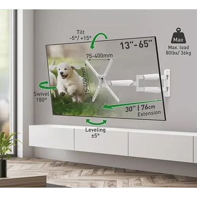 Barkan tv wall mount 13"- 65" white