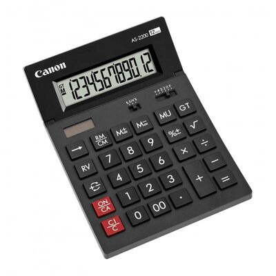 Calculator birou canon as2200, 12 digiti, display lcd, alimentare solara si baterie.