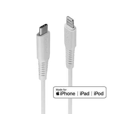 Cablu lindy 2m usb c 2.0 to lightning, alb