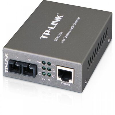 Switch media convertor tp-link, 2 porturi (1x100mbps sc, 1x10/100 mbps (rj-45)),  10/100base-tx to 100base-fx (sc), multi-mode, 2km, montabil in sasiu