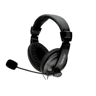 Casti cu micr. spacer, cu fir, multimedia, 2x jack 3.mm, microfon pe brat, driver 40mm, 20hz-20000hz, 2m, negru