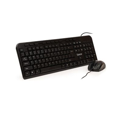 Kit tastatura si mouse spacer spds-1691 cu fir, usb, tastatura multimedia „spkb-169" + mouse optic „spmo-m11", black, „spds-1691"
