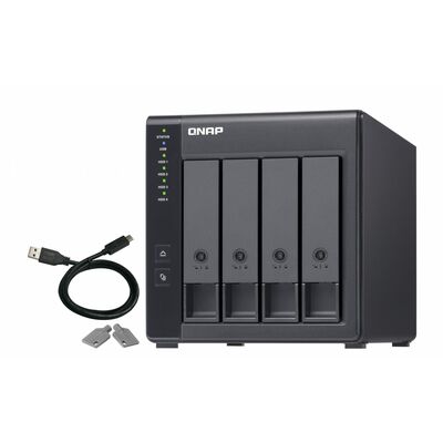Raid usb qnap tr-004 4-bay, 2.5/3.5 sata 3gbps hdd (compatibile cu sata 6gbs/, 3gb/s, neincluse), 1xusb3.0 (type-c), tower, psu adaptor 65w, garantie 2 ani