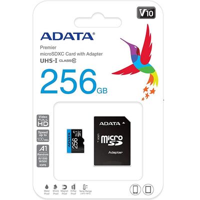 Card de memorie microsd adata premier, 256gb, adaptor sd, class 10