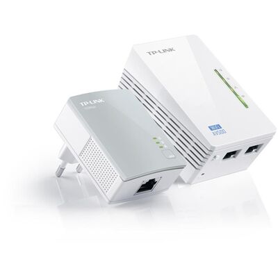 Tp-link, adaptor powerline 300mbps, extender wireless av600 kit, homeplug av,2 porturi 10/100mbps, butoane: pair, reset, wi-fi/wi-fi clone, aria de acoperire, 300 metri prin circuitul electric, 2.4- 2.4835ghz, conținut pachet: powerline ethernet adapter t