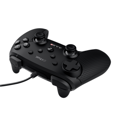 Trust gxt 541 muta wired controller pentru pc    features mobile phone mount no software no   control controls 8-way, directional pad, a, b, x, l1, l2, l3, r1, r2, r3, select, start number of buttons 15 shoulder buttons yes programmable buttons no trigger