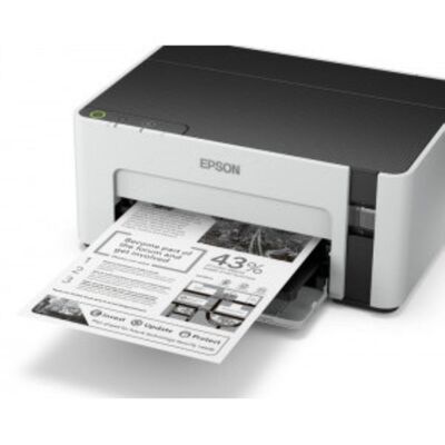 Imprimanta inkjet mono ciss epson m1120, dimensiune a4, viteza max 32ppm, rezolutie printer 1440x720dpi, alimentare hartie 150 coli, volum maxim printare : 15000pagini/luna, interfata: usb 2.0, wireless, consumabile: ecotank mx1xx negru xl (6k/pag.), mx1x