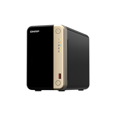 Nas qnap 264 2-bay, cpu intel® celeron® n5105/n5095 4-core/4-thread processor, ram 8 gb ddr4 (onboard, not expandable), hdd 2 x 2.5"/3.5" sata 6gbps + 2 x m.2 2280 pcie gen 3 x1 ssd slots (neincluse), lan: 2 x 2.5gbe (optional 10gbe expansion via a pcie c