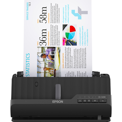 Epson es-c320w a4 compact wi-fi sheetfed scanner, rezolutie optica: 600 x 600 dpi,  sursa lumina: readyscan led technology, viteza scanare:30ppm, capacitate adf: 20 coli, volum scanare: 3500 pagini/zi, duplex, formate:bmp, jpeg, tiff, multi-tiff, pdf, sea